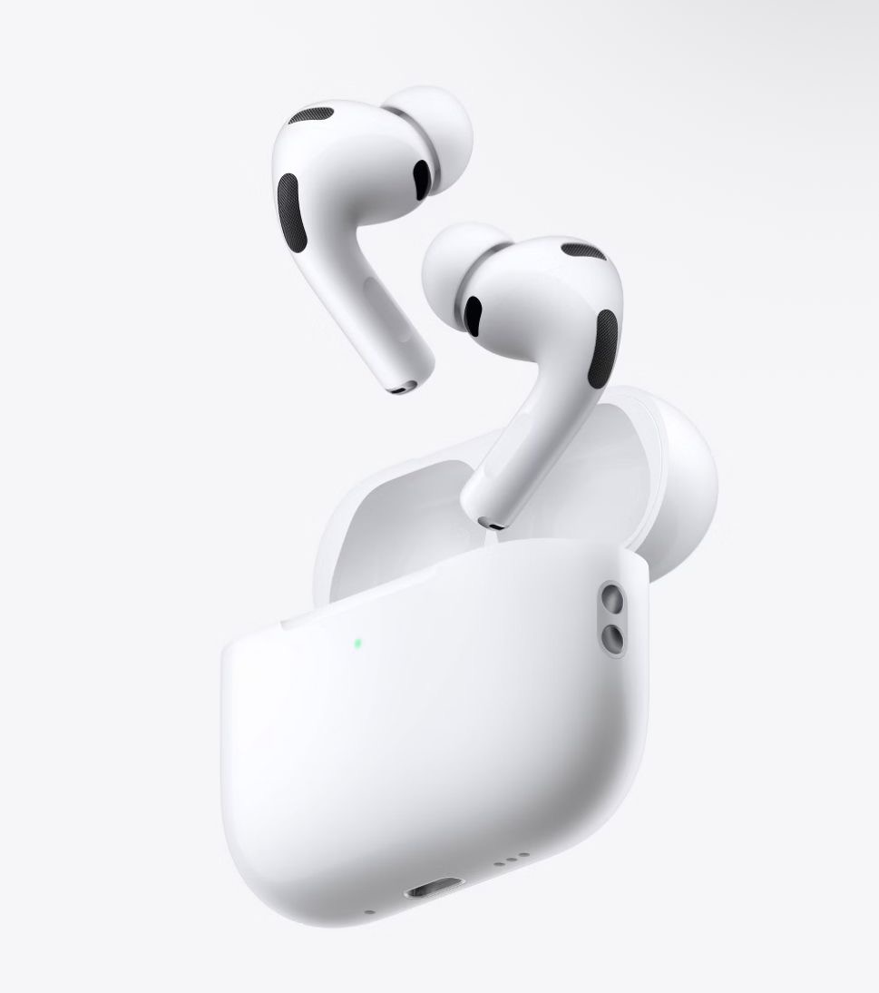 AirPods Pro 3 floating on a light background