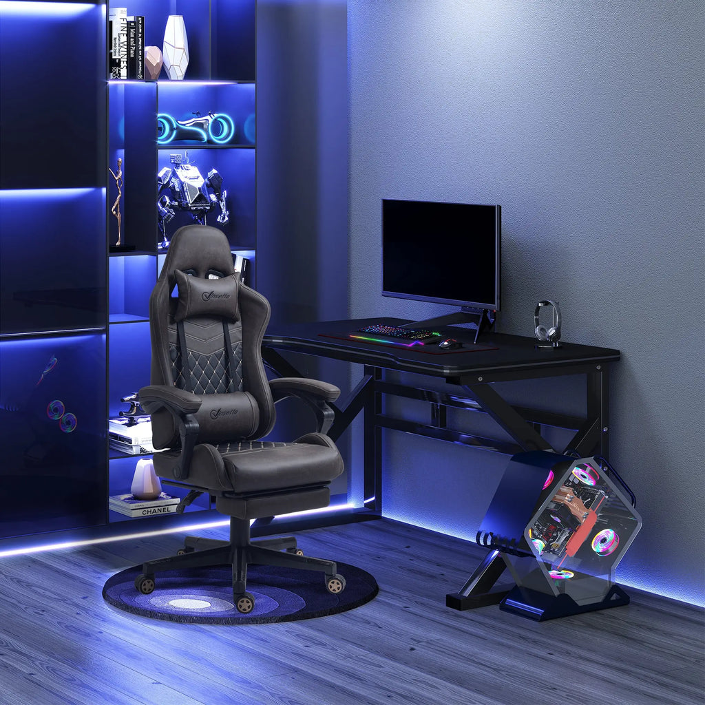 Gaming Chair with Footrest – PU Leather, Adjustable & Reclining (Brown) Clovibe